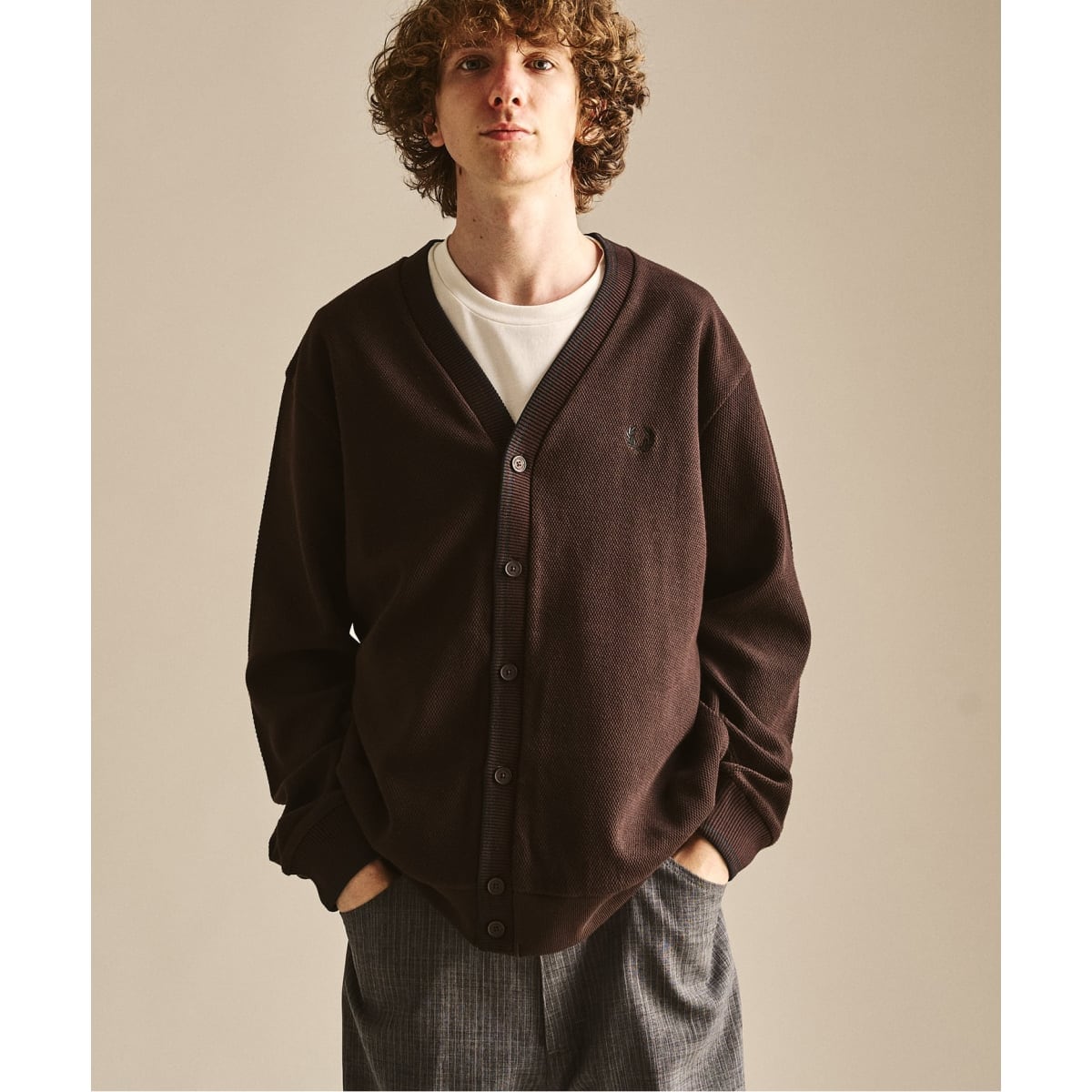 [�}���C]FRED PERRY / �t���b�h�y���[ 417�ʒ� �e�B�b�v�h�J�[�f�B�K��/417 �G�f�B�t�B�X�i417 EDIFICE�j �u���E��