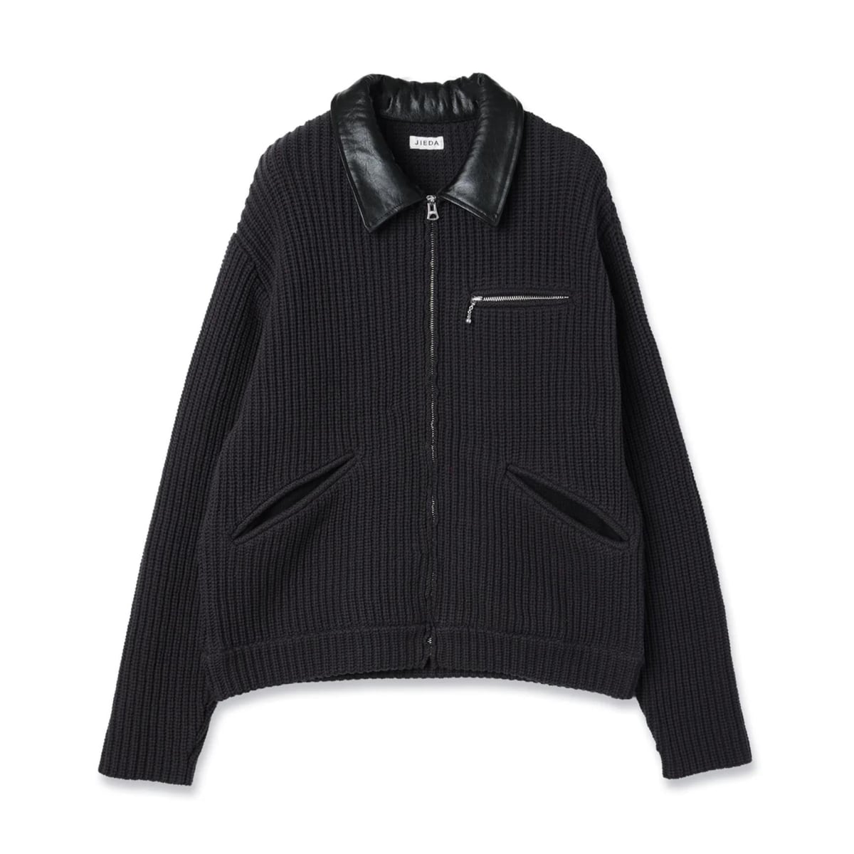 JIEDA / ジエダ LEATHER-COLLAR KNIT WORK JACKET | 417 エディフィス