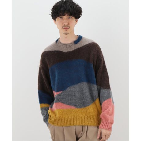 メンズセーター(【TAUPE / トープ】 モヘヤインターシャクルーニット  