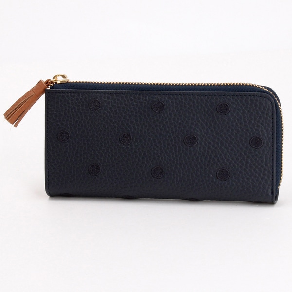 ロングセラー＞ペルケ perche 牛革ドット刺繍ラウンド長財布