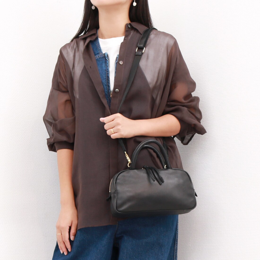 ペルケ（perche’）/ペルケ  / ガーメントレザー・ランドスケープ2wayミニボストン サスティナブル SDGs ペルケ / ガーメントレザー・ランドスケープ2wayミニボストン