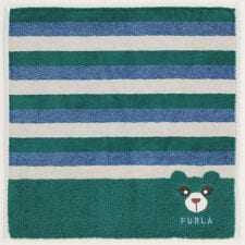 フルラ　大判　タオルハンカチ（28cm）ボーダー　クマ　【FURLA】