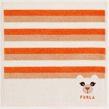 フルラ　大判　タオルハンカチ（28cm）ボーダー　クマ　【FURLA】