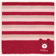 フルラ　大判　タオルハンカチ（28cm）ボーダー　クマ　【FURLA】