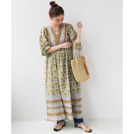 バティックフラワーパネルギャザーワンピース◇ | ジャーナル  