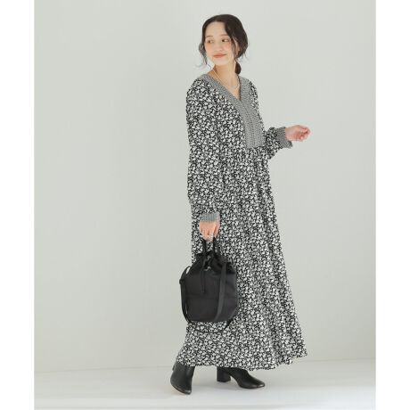 ジャカードフラワープリントVネックワンピース | ジャーナル  