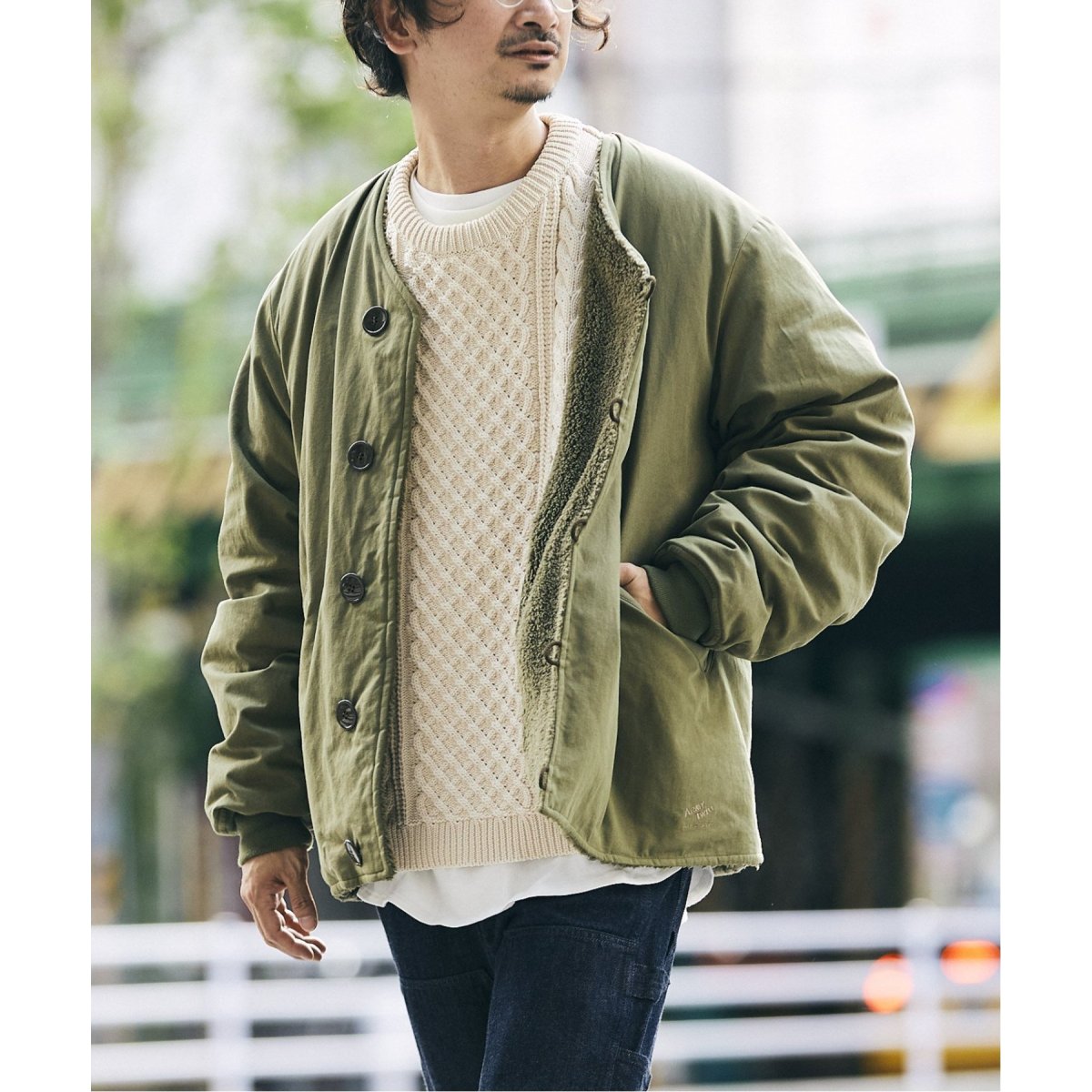 ARMY TWILL/アーミーツイル】別注 リバーシブル ノーカラーブルゾンM-