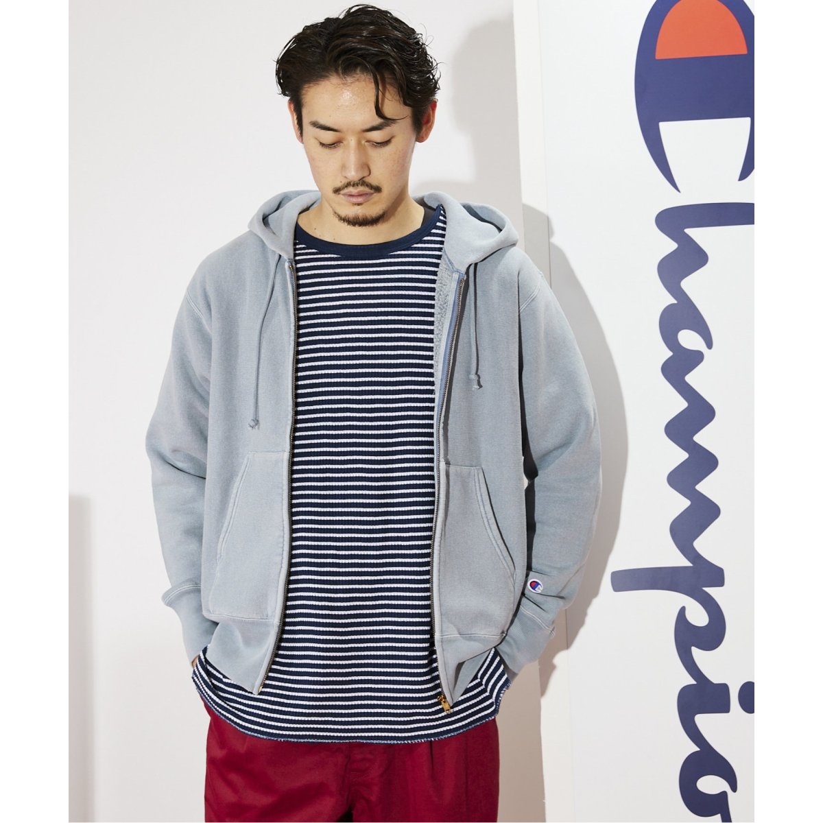 CHAMPION / チャンピオン】別注 R/W ピグメント ジップパーカー