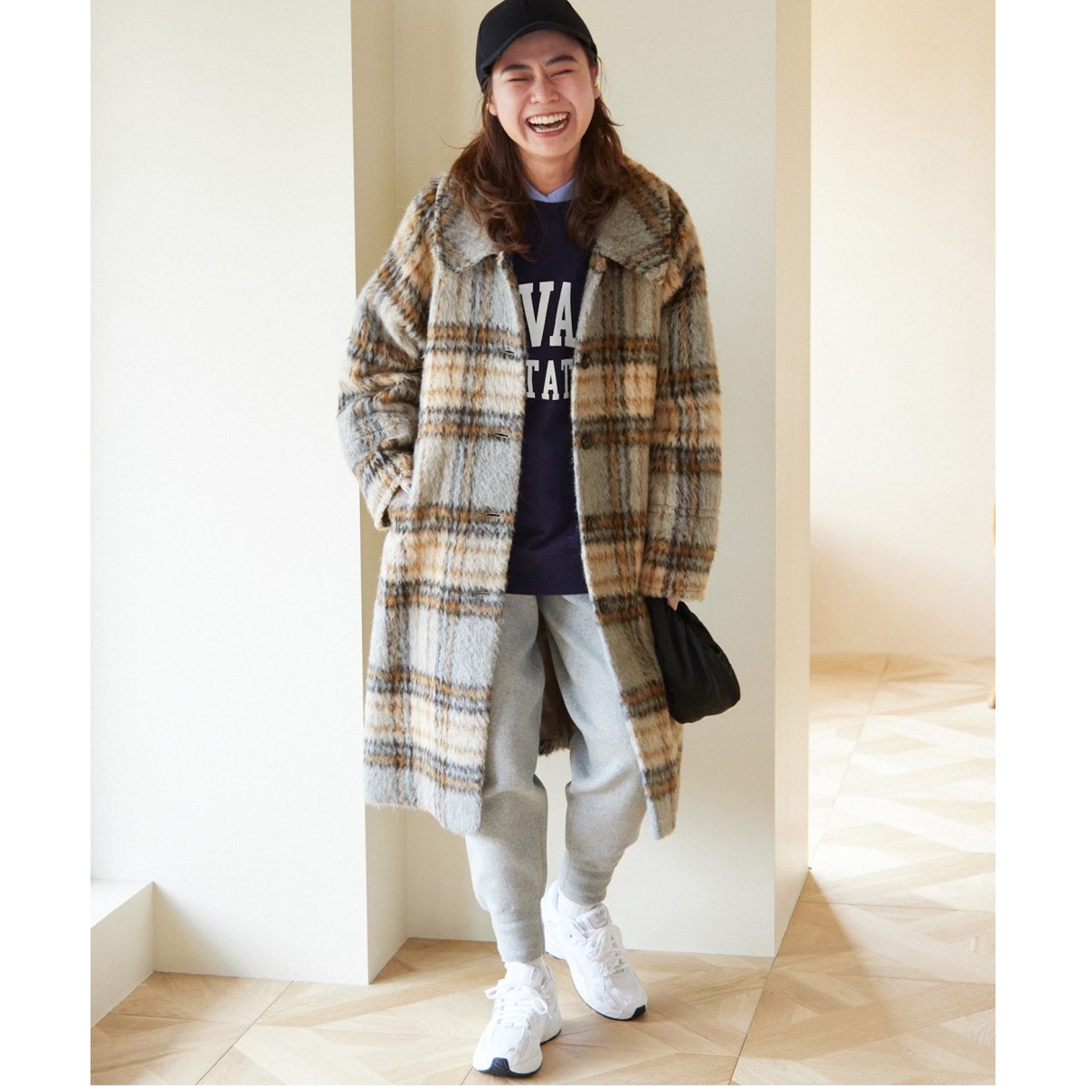 シャギーチェックステンカラーコート | ジャーナルスタンダード