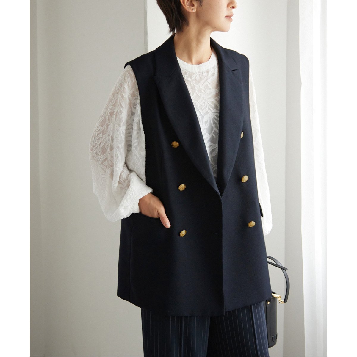 TWギャバネイビーブレザー journal standard relume T/Wギャバネイビー