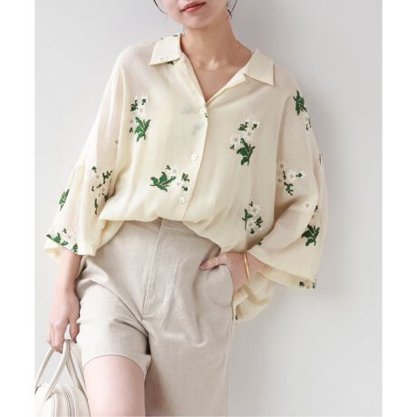 追加》フラワーエンブロイダリー開襟シャツ | ジャーナルスタンダード  