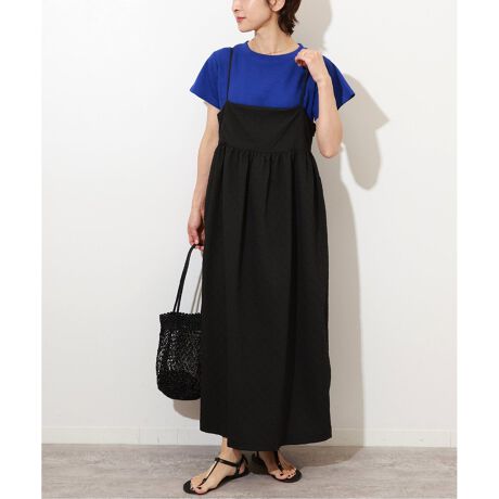 追加》ジオメトリックジャガードギャザーキャミワンピース  