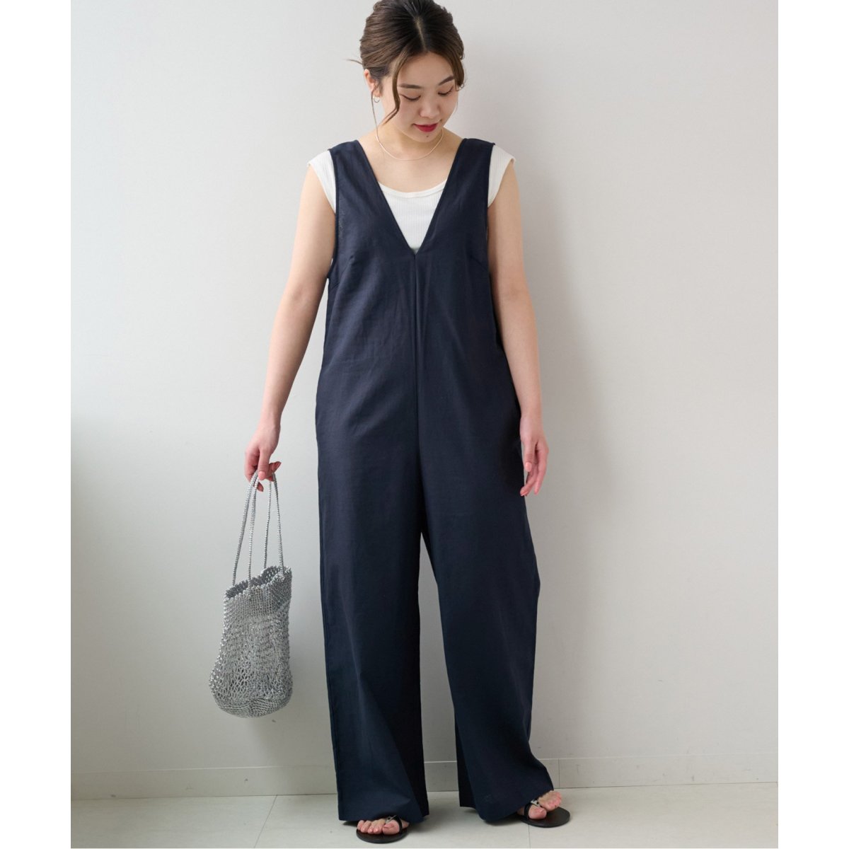 ジャーナルスタンダード　relume　リネン　サロペット＋タンク　チャイロ 追加》タンクトップ付きリネンサロペット | ジャーナル
