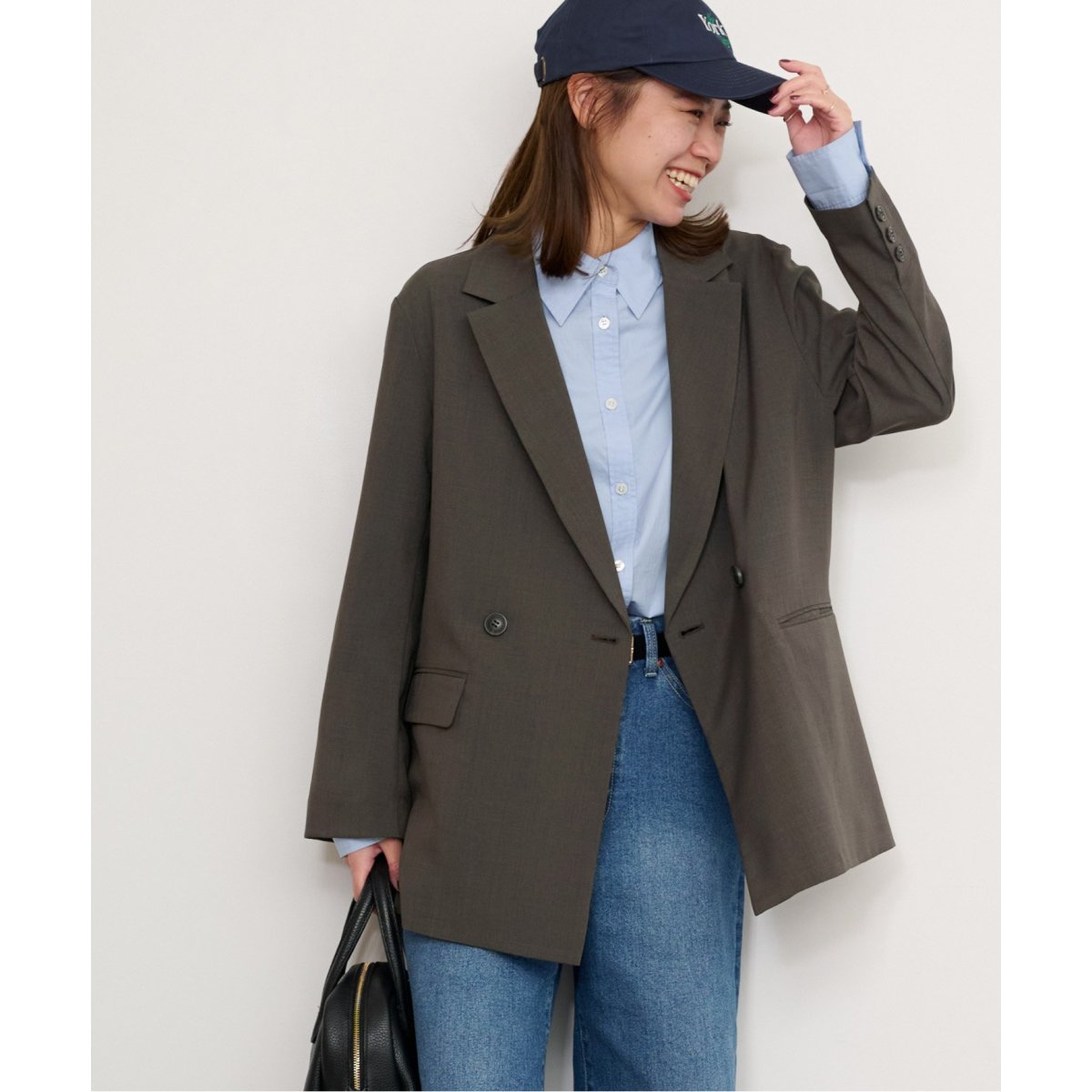 relume サイドスリットテーラードジャケット　ネイビー relume サイドスリットテーラードジャケットネイビー