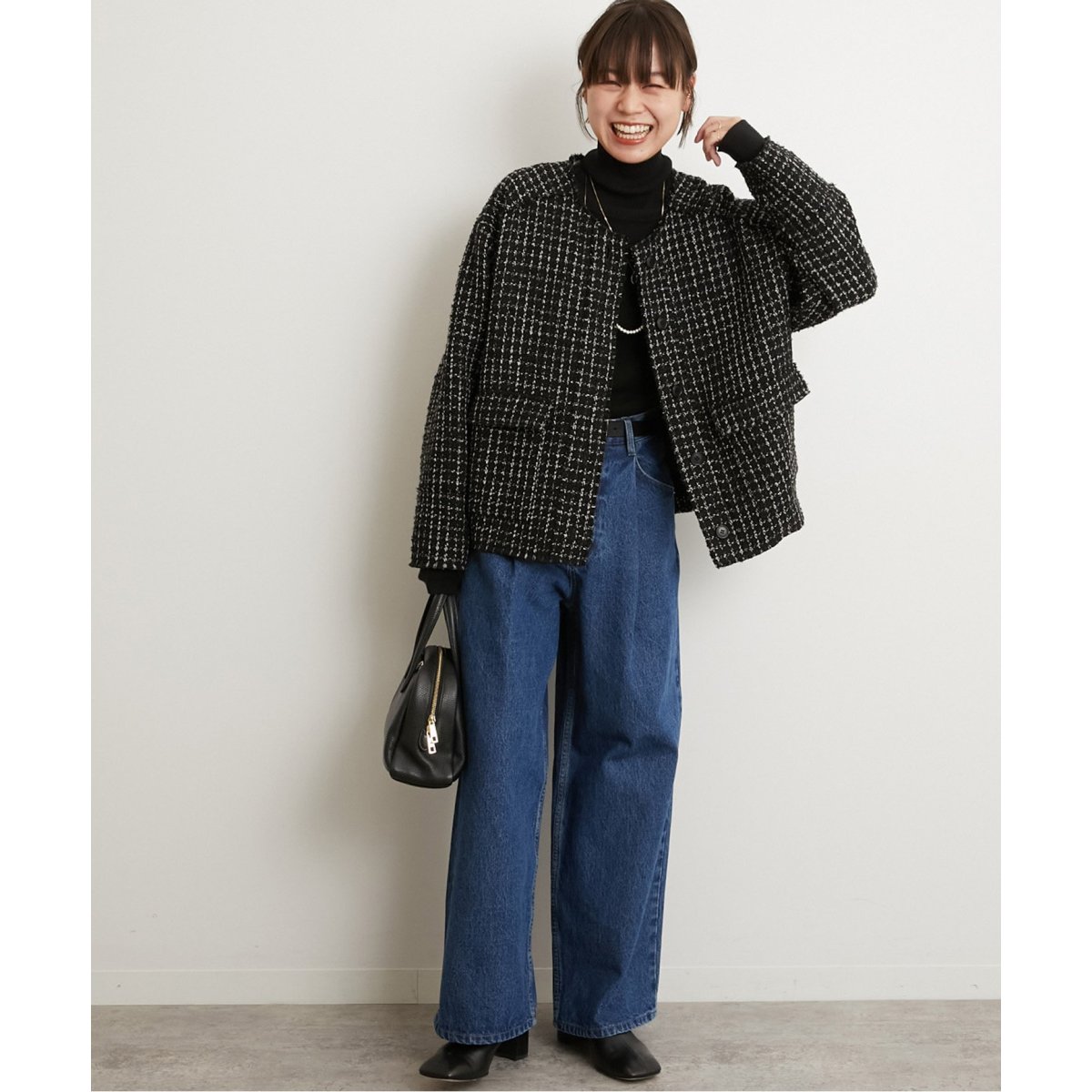 【美品】ジャーナルスタンダードレリューム／TWEEDクルーネックジャケット ジャーナルスタンダードレリューム TWEEDクルーネックジャケット
