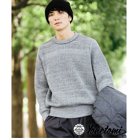 米富繊維 / Yonetomi】別注 EX FINE WOOL リブクルーネックニット 