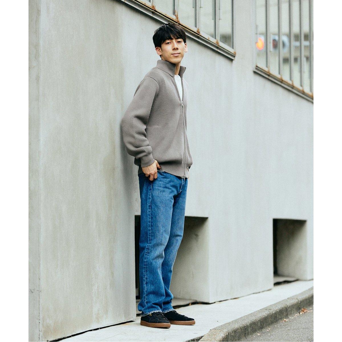 米富繊維 / Yonetomi】別注 EX FINE WOOL リブドライバーズニット