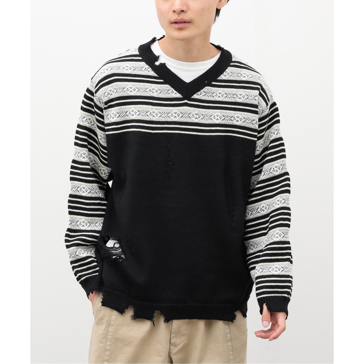 NOMA t.d. / ノーマ ティーディー】Fair isle Damaged Sweater