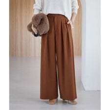 《追加2》ウォッシャブルサージストレッチタックワイドパンツ