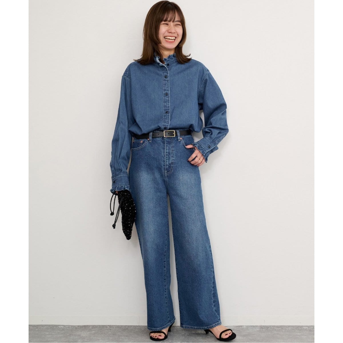 リピーター様まとめ割り◆レリューム　デニムフリルブラウス　デニムシャツ □《追加4》デニムフリルブラウス | ジャーナルスタンダード