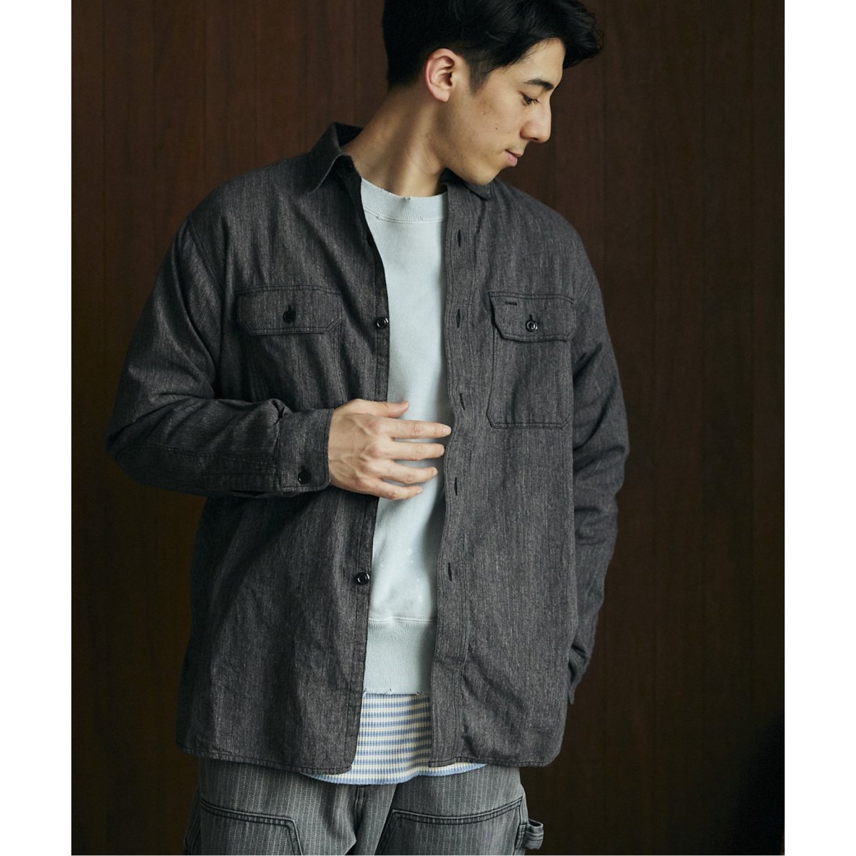 美品　ジャーナルスタンダードレリューム 23SS シャンブレー デニム シャツ 美品 ジャーナルスタンダードレリューム 23SS シャンブレー