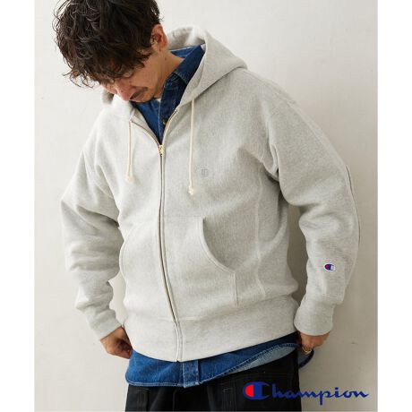 CHAMPION / チャンピオン】別注 R/W エルボーパッチジップパーカー 