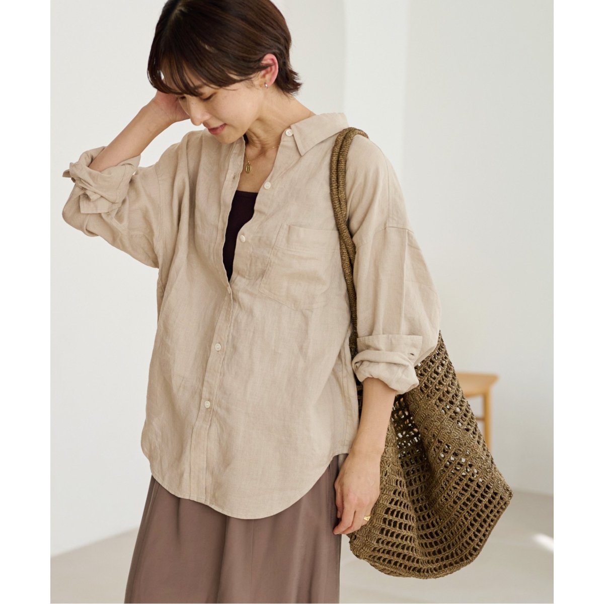 【美品】 ジャーナルスタンダード カラーリネンオーバーサイズシ ヤツ 24SS JOURNAL STANDARD relume｜手洗い可 / カラーリネンオーバー