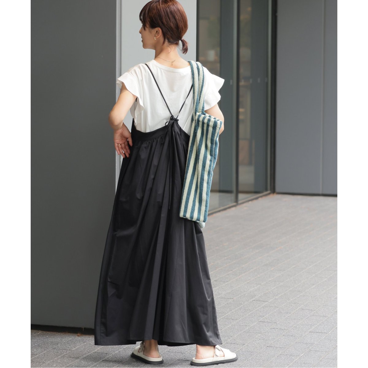 【美品】ジャーナルスタンダード　レリューム　フリルT サロペットのみ　ブラック JOURNAL STANDARD relume（ジャーナルスタンダード レリューム