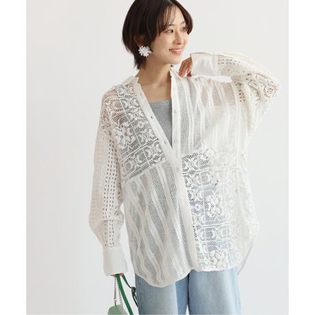 パッチワークレースロングシャツ | ジャーナルスタンダード レリューム 