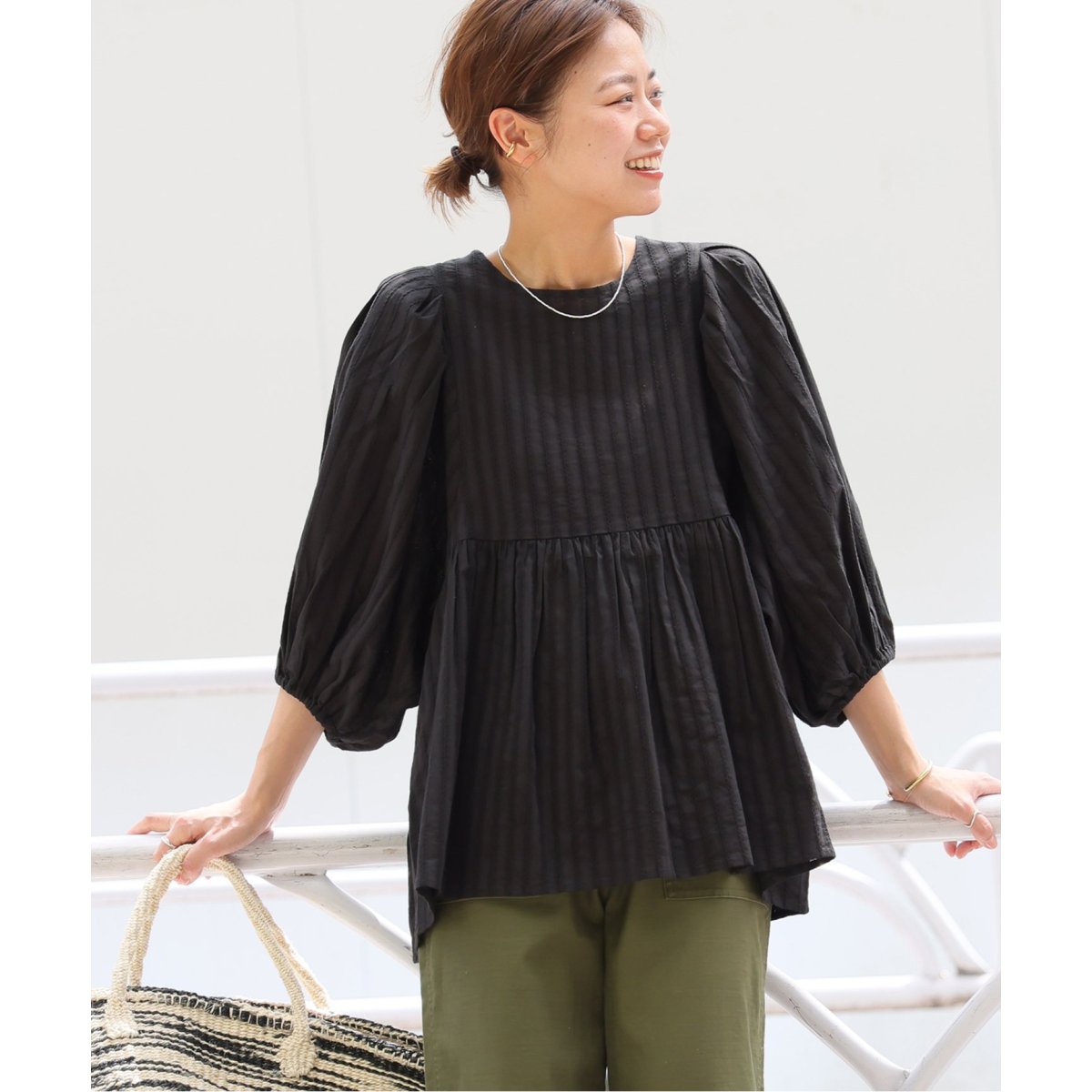 美品　JOURNAL STANDARD relume ドビーパフスリーブブラウス JOURNAL STANDARD relume｜《追加》ドビーパフスリーブブラウス