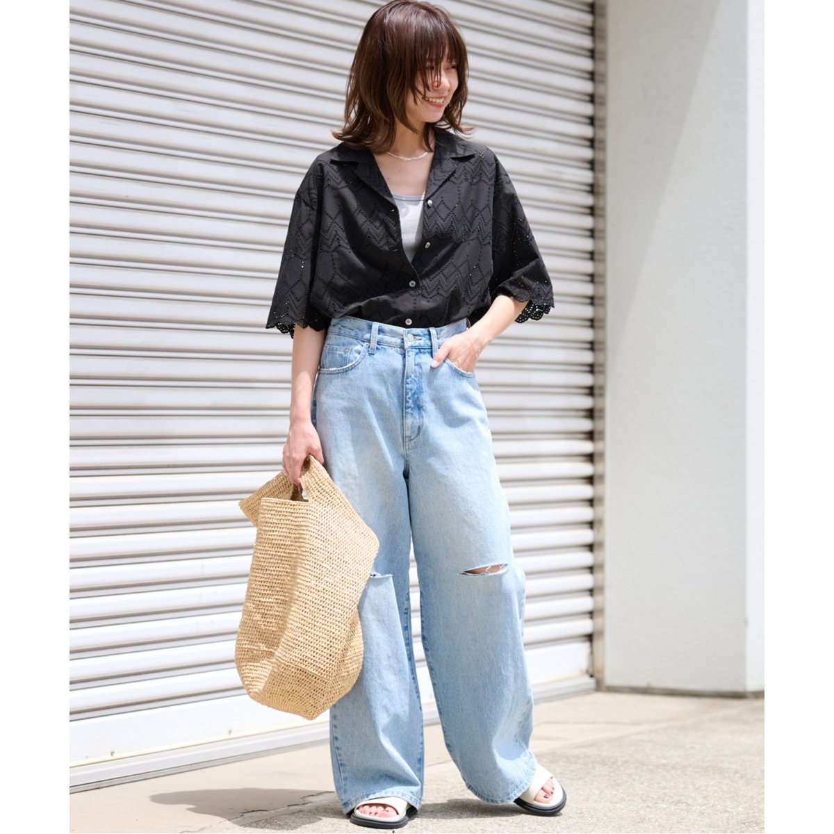 コットンカットワーク刺繍開襟シャツ | ジャーナルスタンダード