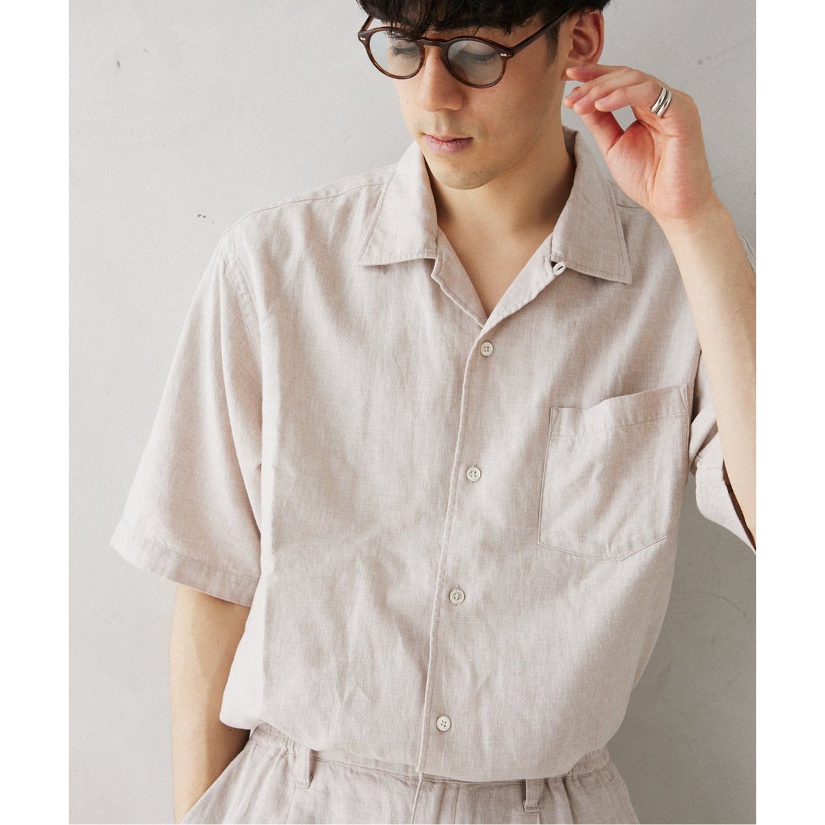 FLAX リネン　半袖シャツ European Flax / ヨーロピアンフラックス リネンオープンカラー