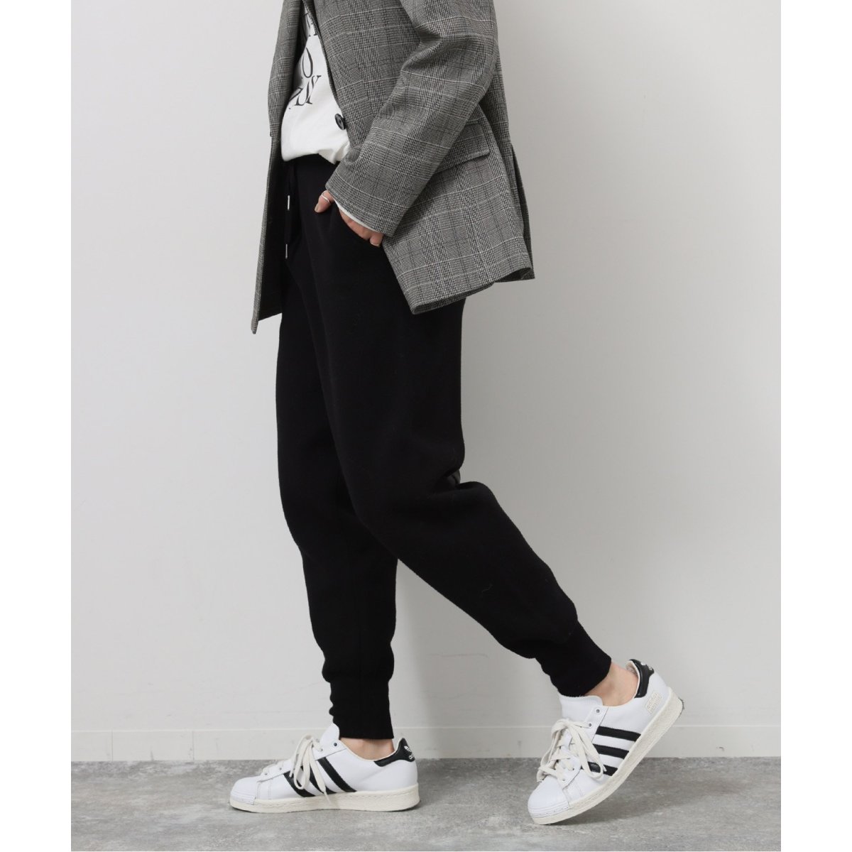 Drawer ドゥロワー　ウール カシミヤ ニット ジョガーパンツ　ブラック Drawer ウール カシミヤ ニット ジョガーパンツ Drawerドゥロワー