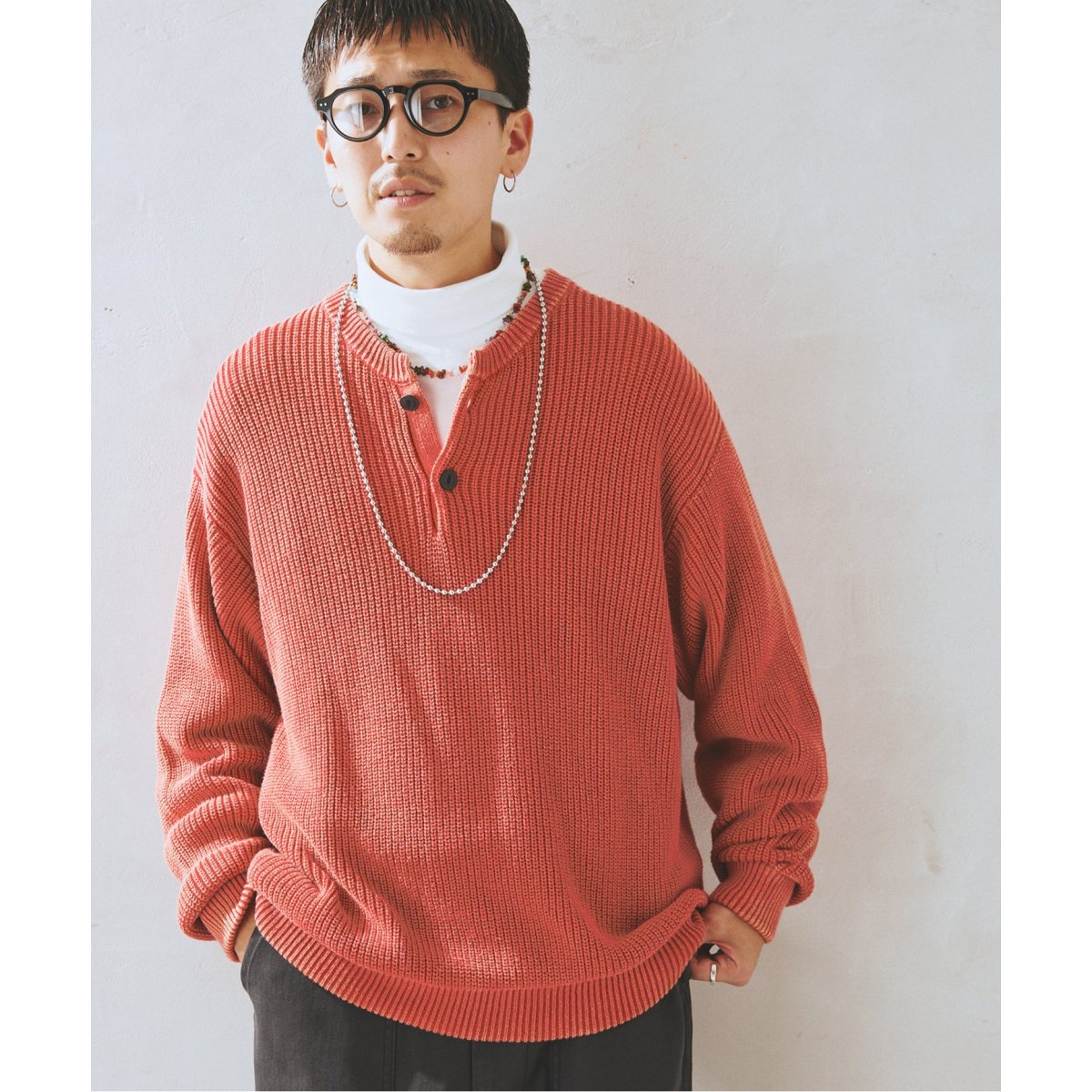 CALIFORNIA フェードコットン ヘンリーネックニット JOURNAL STANDARD relume（ジャーナルスタンダード レリューム