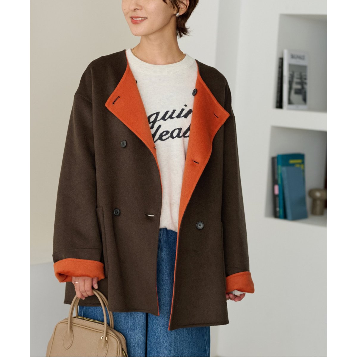 リバーシブルノーカラーショートコート | ジャーナルスタンダード