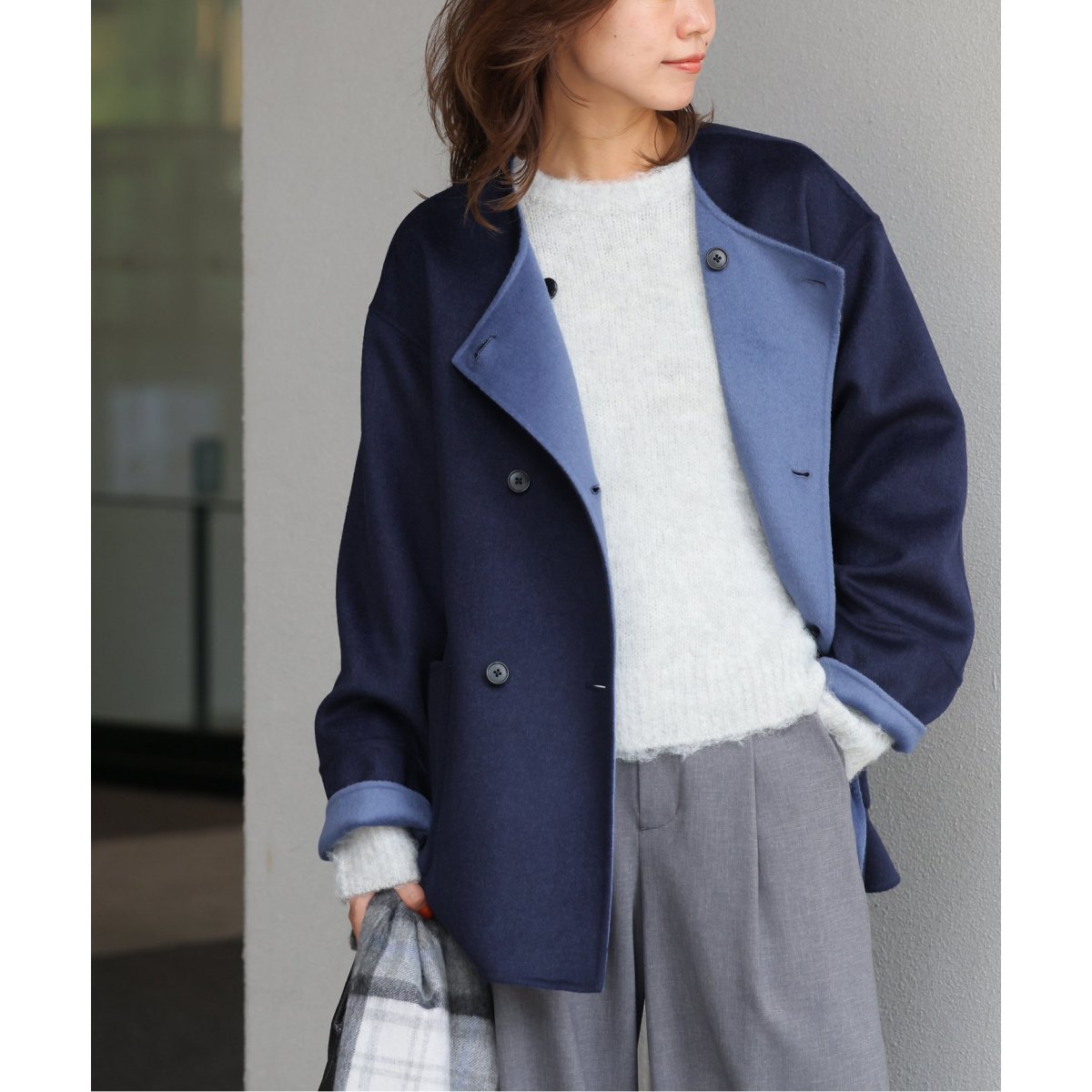 リバーシブルノーカラーショートコート | ジャーナルスタンダード