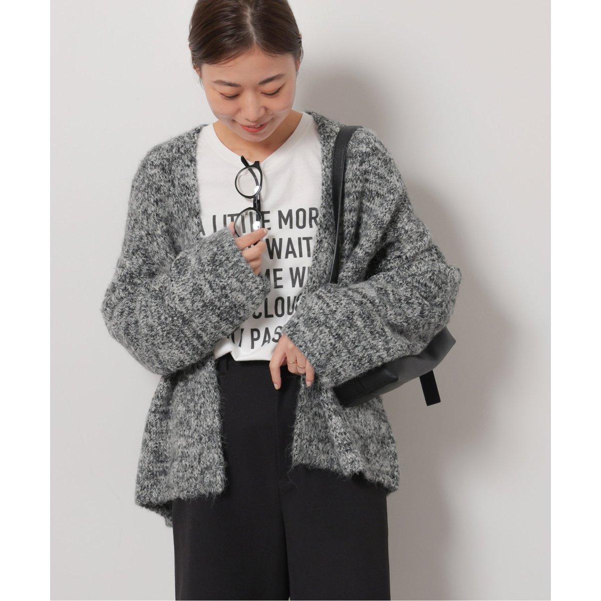 yori ファンシーヘムケーブルカーデ　グレー yori ファンシーヘムケーブルカーデグレー