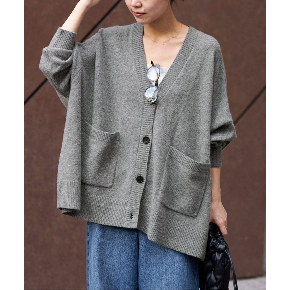【値下げ】JOURNAL STANDARD relume 24AW ラムウールビッグカーディガン ニットカーディガン 24080462105130 グレー サイズ：SIZE Free (EC) JOURNAL STANDARD relume(ジャーナルスタンダードレリューム