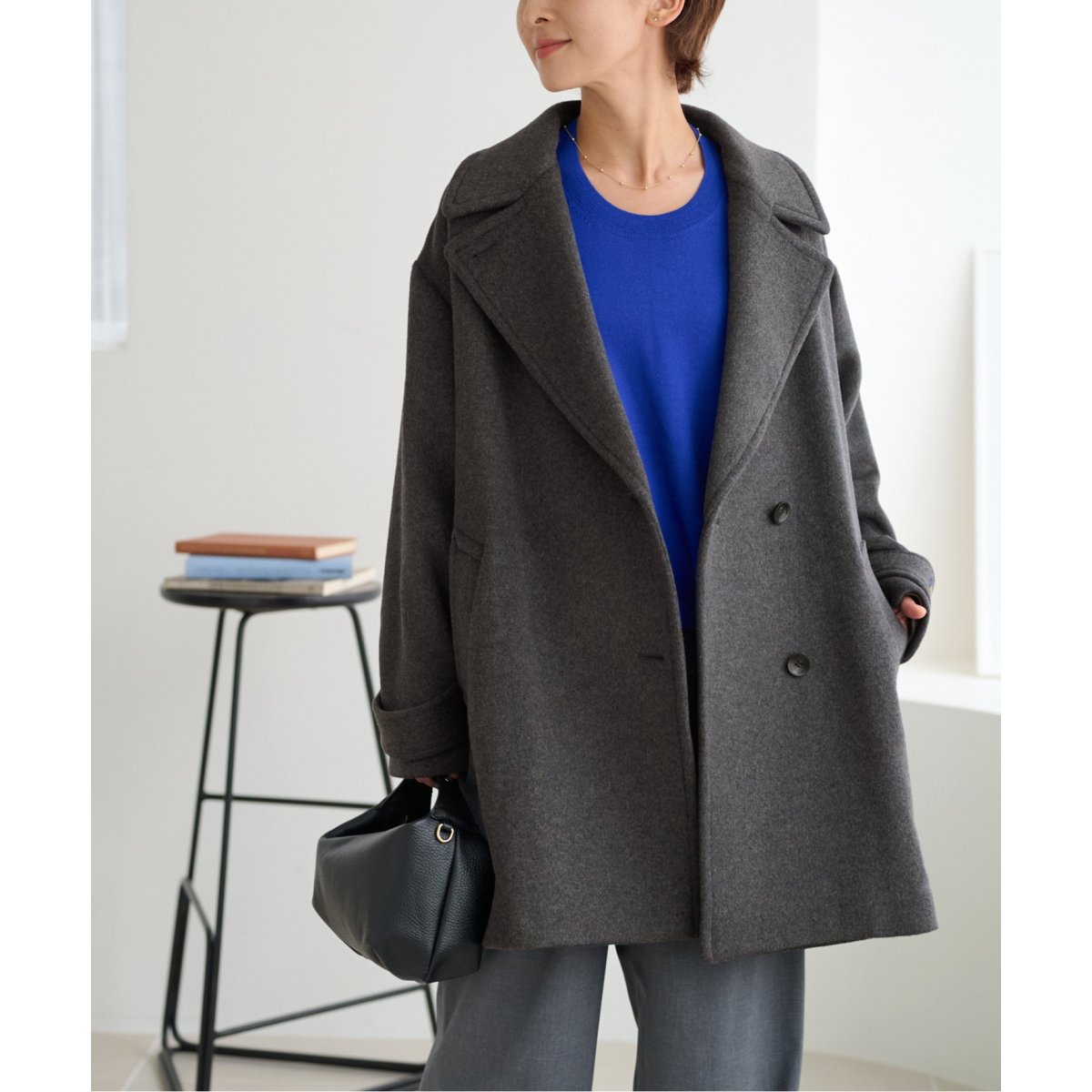 美品　ジャーナルスタンダド　レリューム　スーパーファインビーバーピーコート 極美品 ☆ ジャーナルスタンダドレリューム スーパーファインビーバー