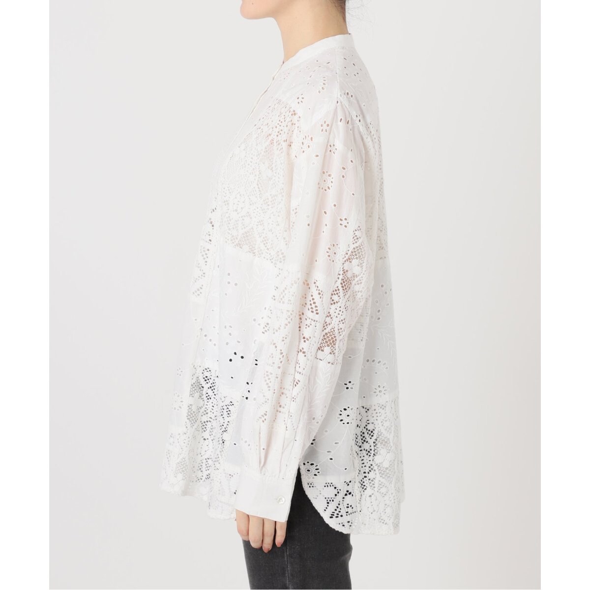 JOURNAL STANDARD relume◆25SS/パッチワークレースシャツ/長袖ブラウス/--/コットン/WHT/25050462705010// パッチワークレースシャツ | ジャーナルスタンダード レリューム