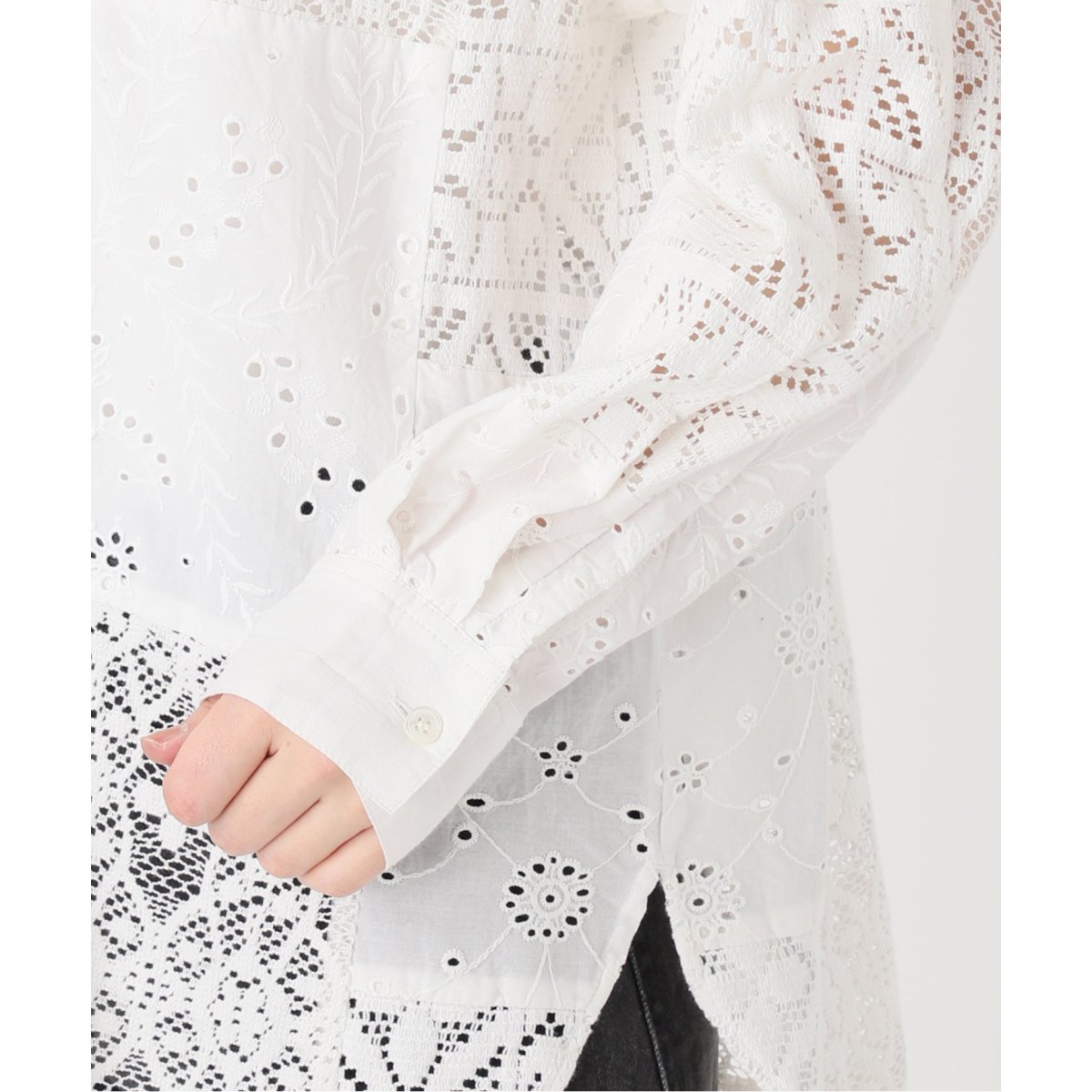 JOURNAL STANDARD relume◆25SS/パッチワークレースシャツ/長袖ブラウス/--/コットン/WHT/25050462705010// パッチワークレースシャツ | ジャーナルスタンダード レリューム