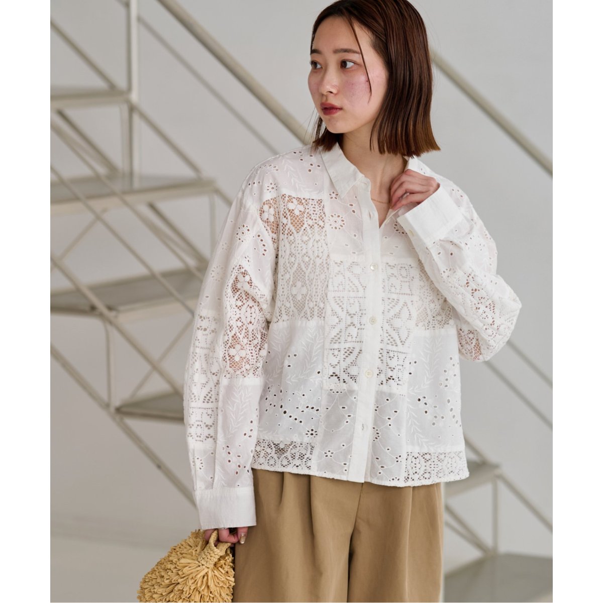 パッチワークレースショートシャツ | ジャーナルスタンダード