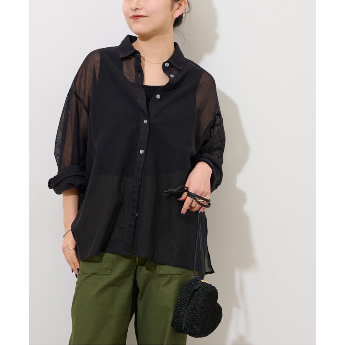 JOURNAL STANDARD relumeシアーチェックバンドカラーブラウス シアーチェックバンドカラーブラウス（シャツ／ブラウス