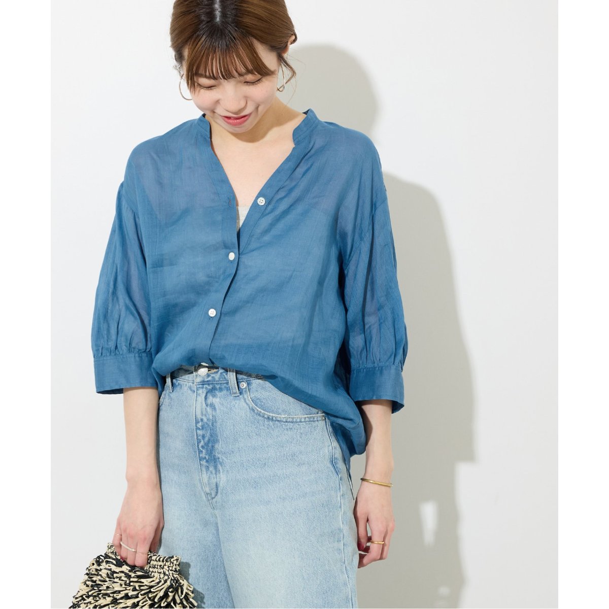 WEB限定追加予約》ストライプバンドカラーバルーンシャツ