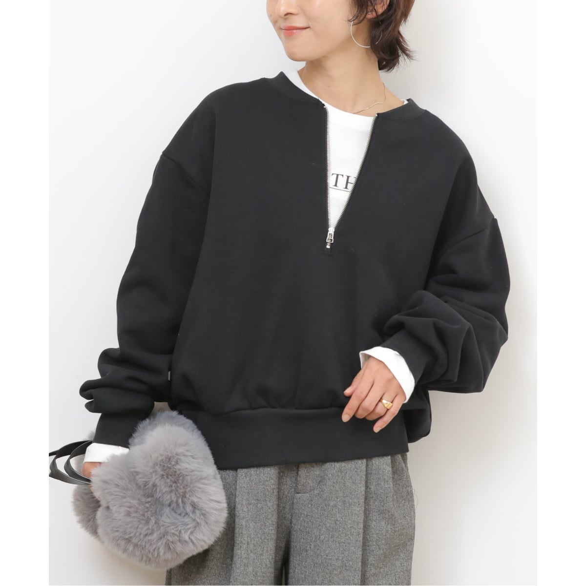 WEB限定》ハーフジップノーカラースウェット | ジャーナルスタンダード