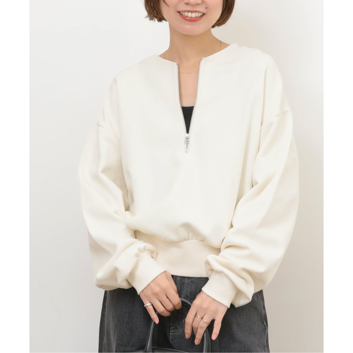WEB限定》ハーフジップノーカラースウェット | ジャーナルスタンダード