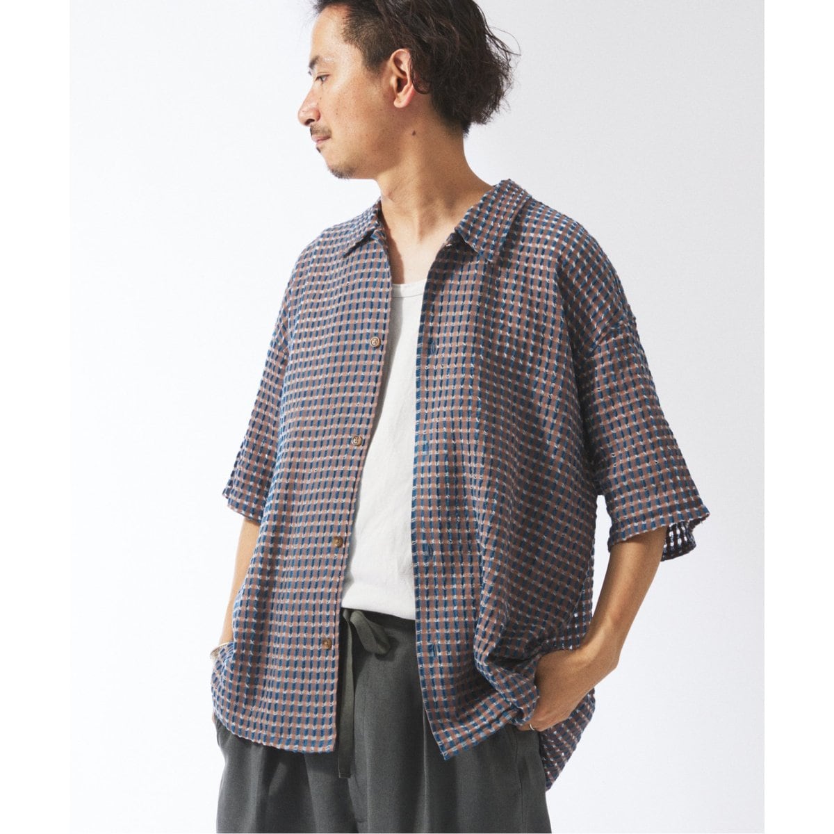 レーヨン フリンジ 半袖チェックシャツ | ジャーナル
