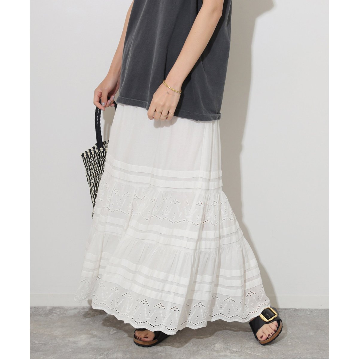 JOURNAL STANDERD relume リバーシブルジャガードスカート WEB限定追加3》コットンボイルタック刺繍ロングスカート