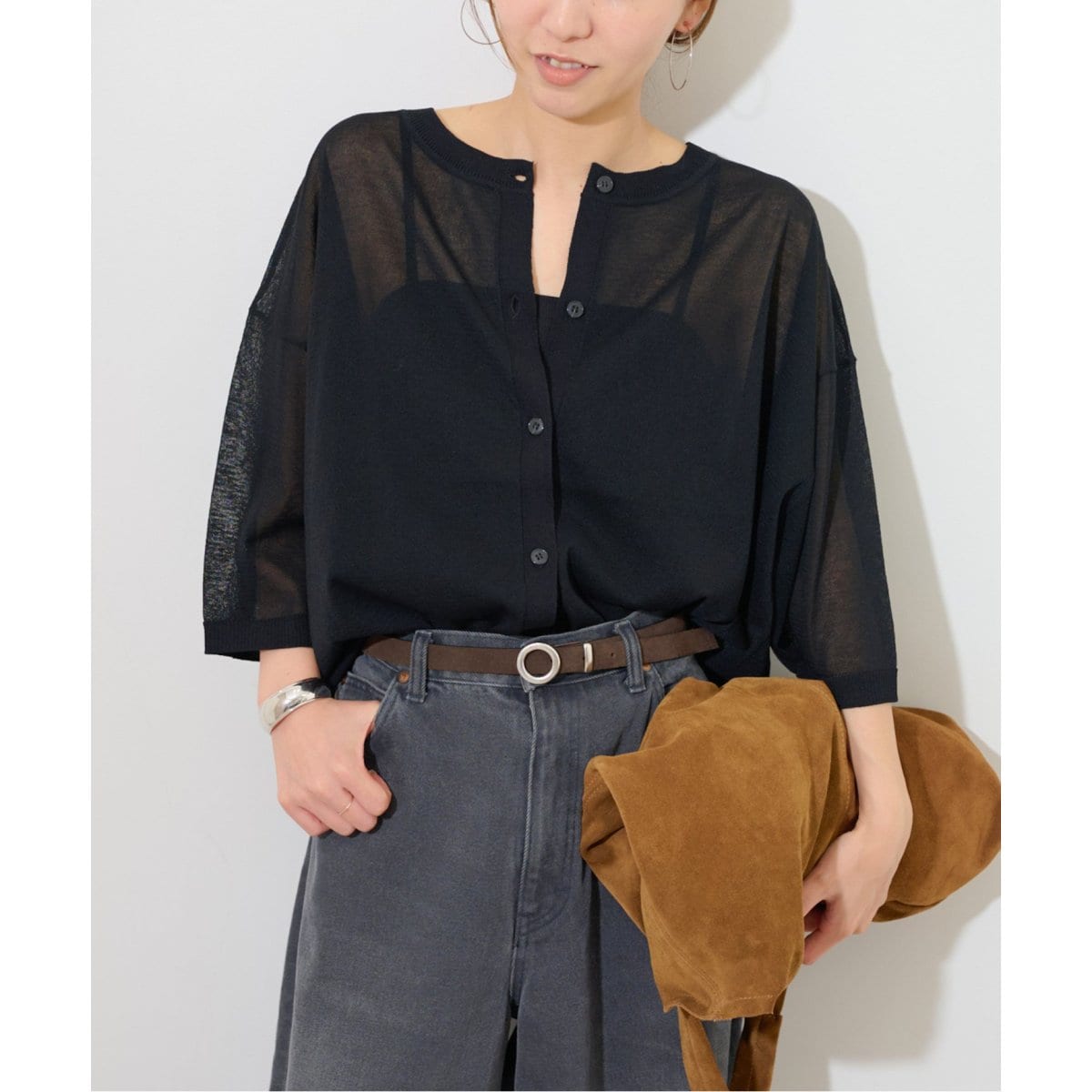 新品　JOURNAL STANDARD relume シアー2WAYポンチョ シアー2WAYポンチョのコーディネートスナップ（Saemi）｜JOURNAL