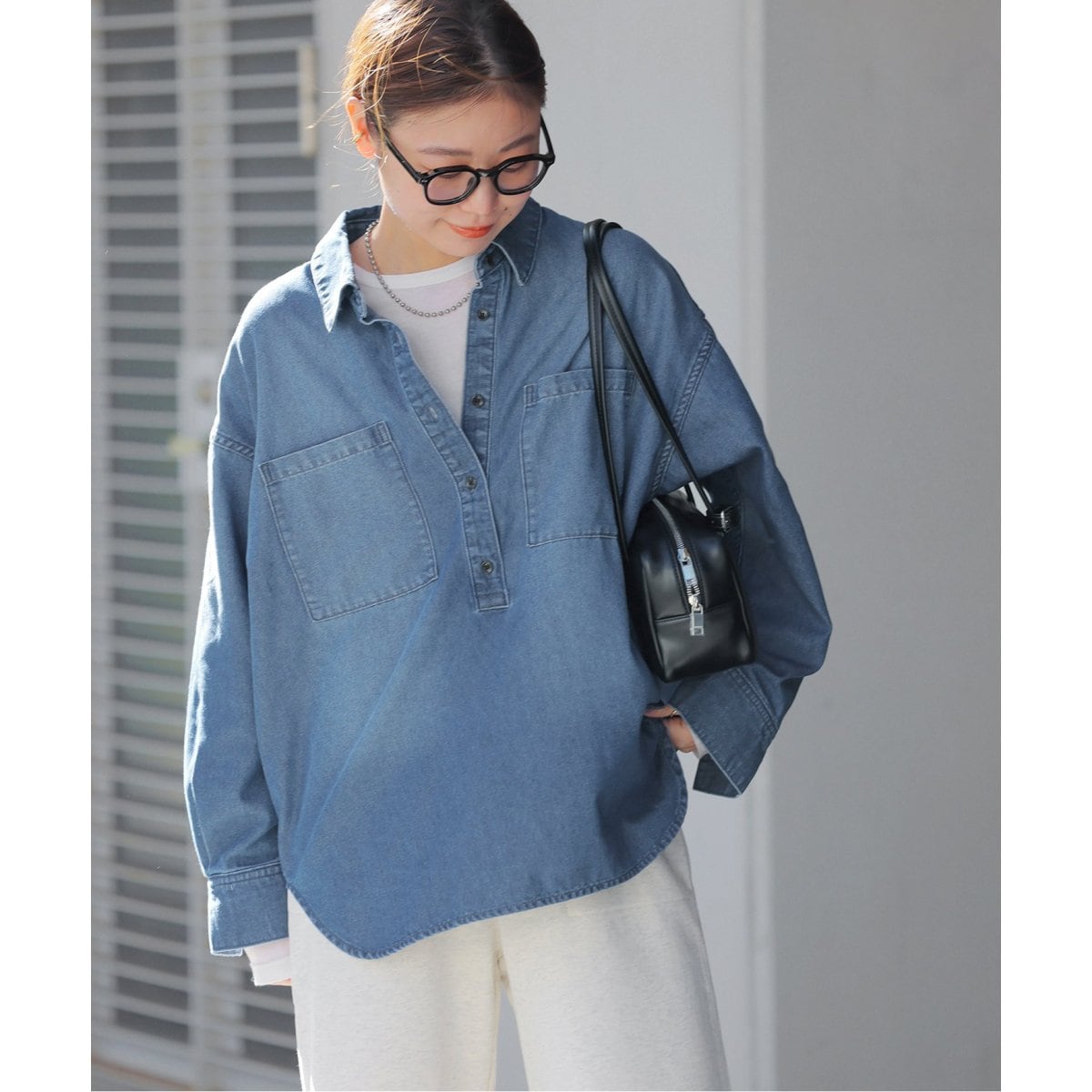 JOURNAL STANDARD relume ダンガリーシャツ JOURNAL STANDARD relume MENSのコーディネートスナップ（わたし